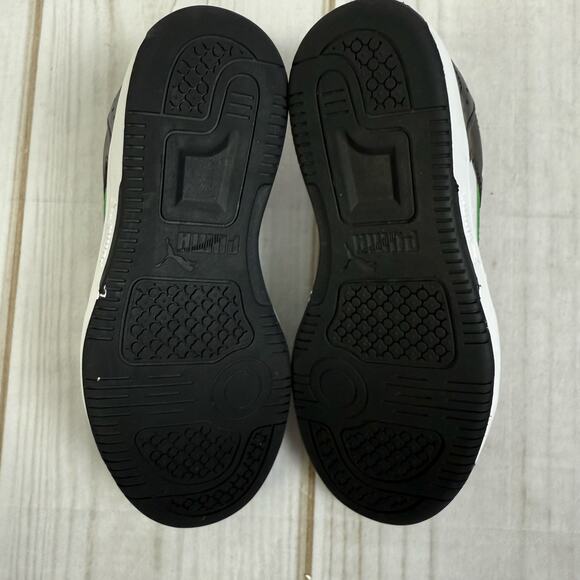 Puma Kids Rebound V6 Black White Green Low Top Sneakers Size 2Y - Picture 6 of 7
